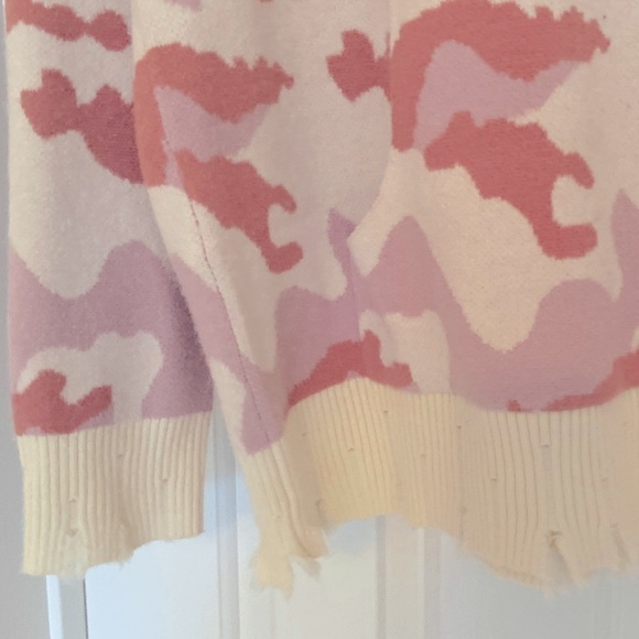 Ferbia Pink Unique Distressed Camo Hoodie Sweater - Picture 6 of 6